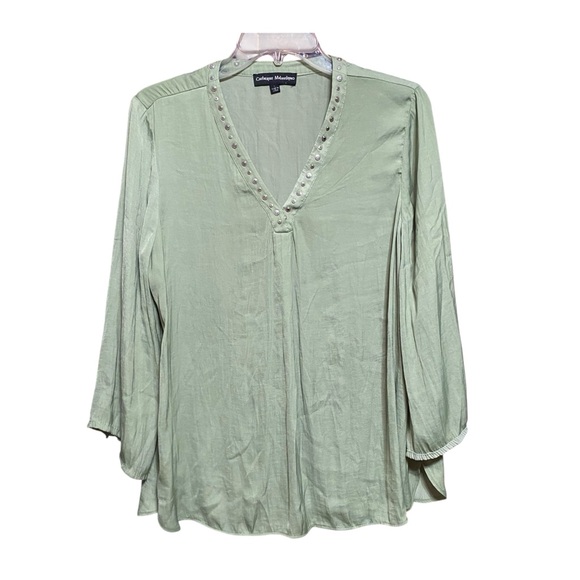 Catherine Malandrino Women's Green Rivoted Top - Picture 1 of 6